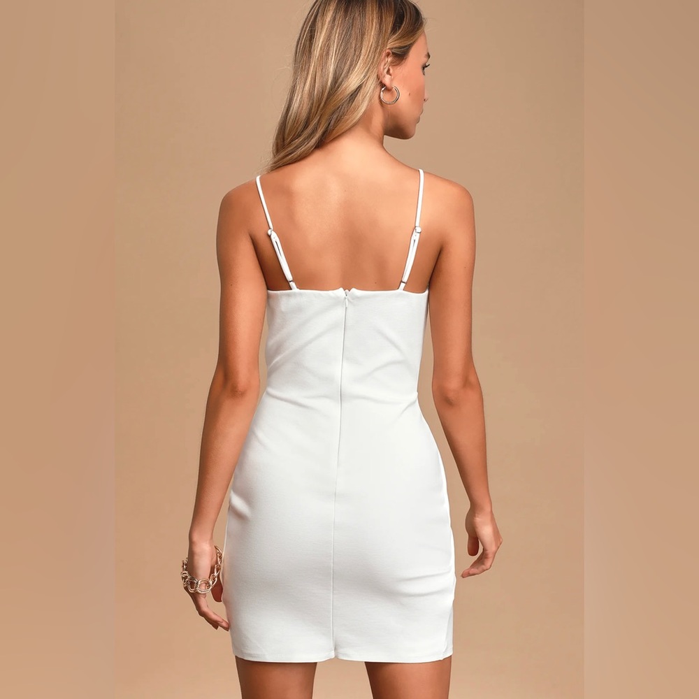 Lulus Drinks On Me White Sleeveless Pleated Bodycon Dress - Picture 3 of 5